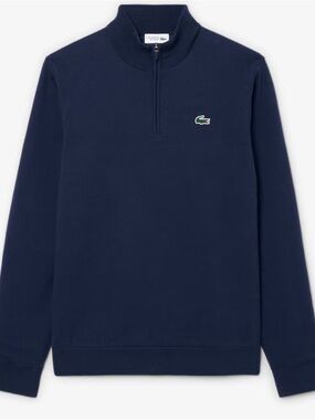 Lacoste Men's Navy Mock-Neck Half-Zip Sweater with Croc Logo